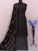 Black Faux Georgette Pakistani Style Suit